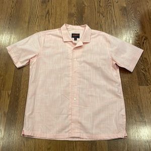 Egara 100% cotton slim fit men’s short sleeve peach casual shirt size Large